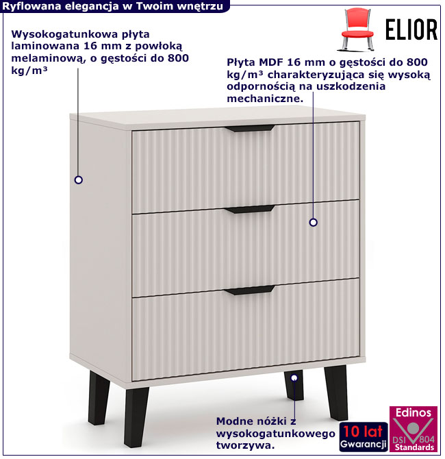 Kaszmirowa komoda na nóżkach do salonu Leoniz 4X