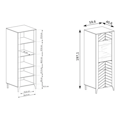 Wymiary witryny z szyba Serindo 6X