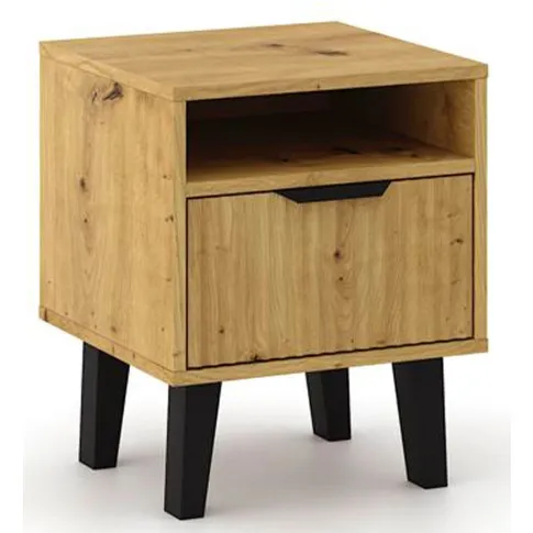 Ryflowana szafka nocna Leoniz 3X dąb artisan