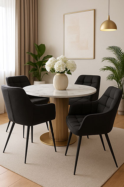 Wnętrze z czarnymi krzesłami Dorren