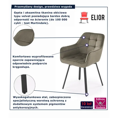 Beżowe krzesło welurowe Dorren