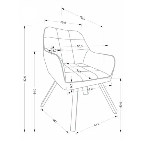 Wymiary krzesła tapicerowanego Dorren