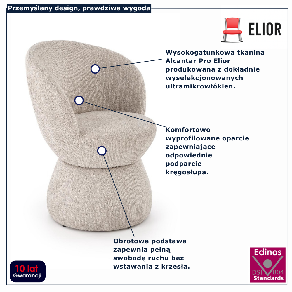 Fotel obrotowy tapicerowany Liro beż