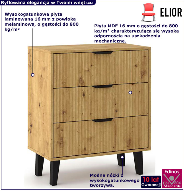 Komoda na nóżkach do salonu Leoniz 4X dąb artisan