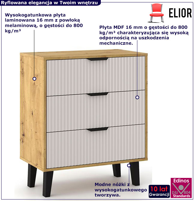 Komoda na nóżkach do salonu Leoniz 4X dąb artisan + kaszmir