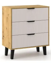 Komoda na nóżkach z 3 szufladami dąb artisan + kaszmir - Leoniz 4X w sklepie Edinos.pl
