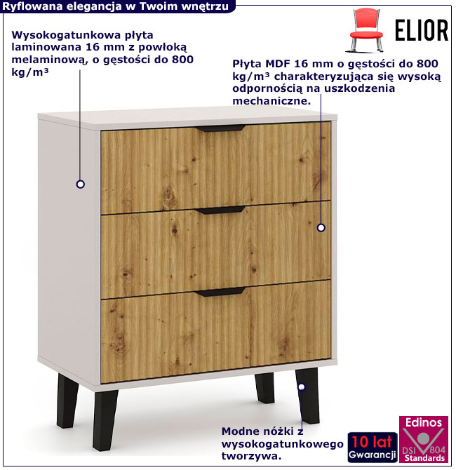 Komoda na nóżkach do salonu Leoniz 4X kaszmir + dąb artisan