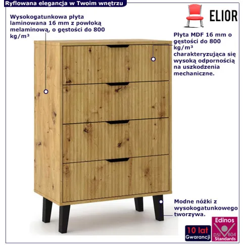 Komoda na nóżkach dąb artisan Leoniz 5X