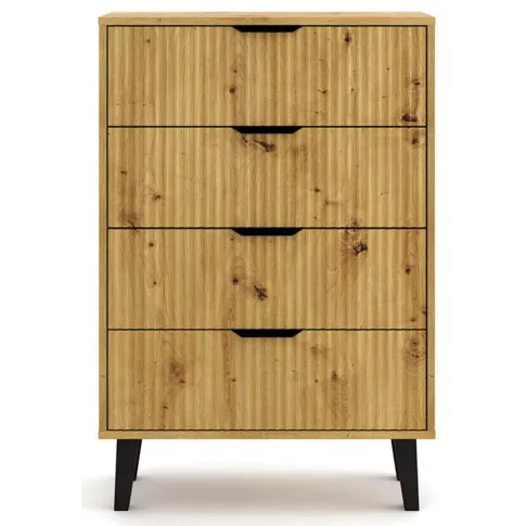 Ryflowana komoda z 4 szufladami dąb artisan Leoniz 5X