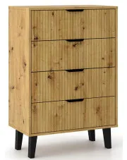 Komoda z 4 szufladami na nóżkach dąb artisan - Leoniz 5X w sklepie Edinos.pl