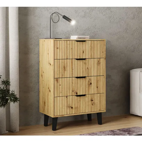 Wnętrze z komodą Leoniz 5X dąb artisan