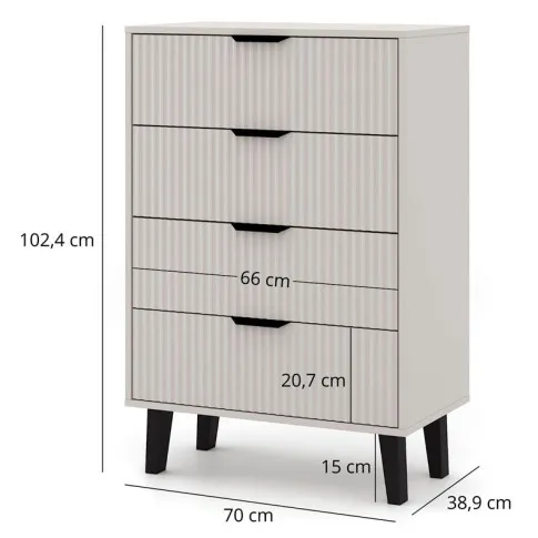 Wymiary komody z 4 szufladami Leoniz 5X