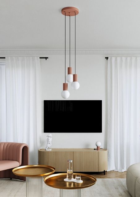 Ciemny beżowy żyrandol - K600-Buble