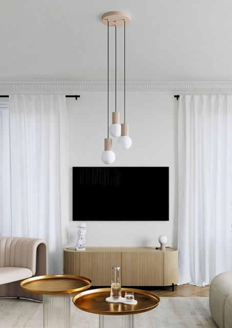 Potrójny żyrandol taupe - K600-Buble