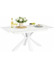 Rozkładany prostokątny stół biały marmur - Pioneer w sklepie Edinos.pl