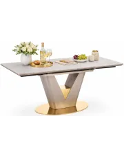 Rozkładany prostokątny stół popiel + złoty - Beam w sklepie Edinos.pl