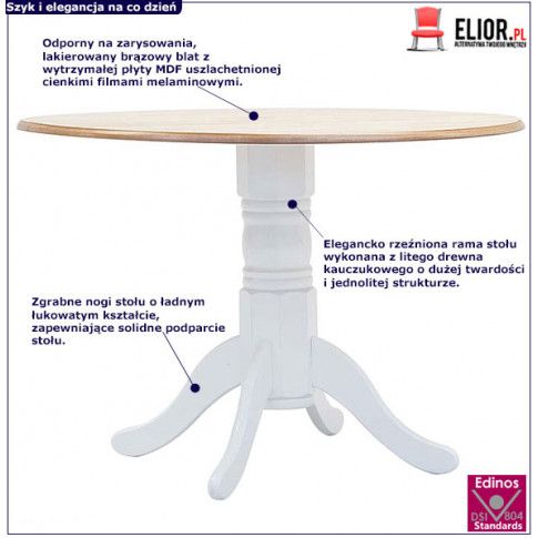 Zdjęcie stół okrągły Galileo 3G - biało-brązowy - sklep Edinos.pl