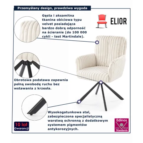 Nowoczesne kremowe krzesło Glovra