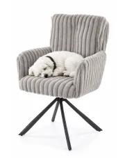 Szare nowoczesne krzesło tapicerowane - Glovra  w sklepie Edinos.pl