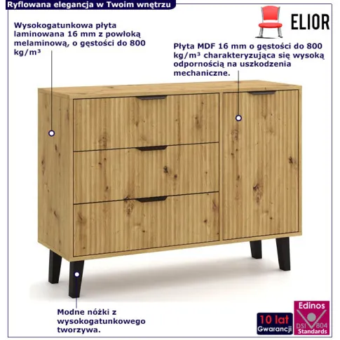 Komoda z 3 szufladami i szafką Leoniz 6X artisan