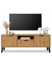 Ryflowana szafka pod telewizor na nóżkach dąb artisan - Leoniz 7X w sklepie Edinos.pl