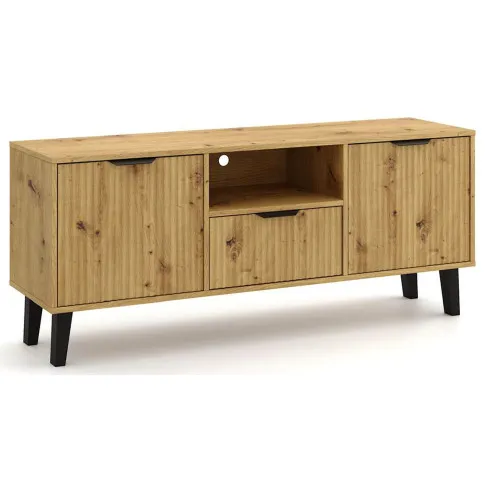 Ryflowana szafka pod TV Leoniz 7X dąb artisan
