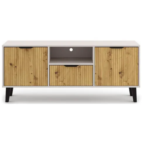 Ryflowana szafka pod tv kaszmir + dąb artisan Leoniz 7X