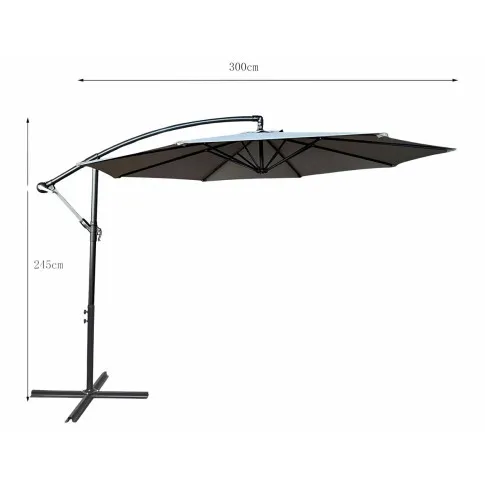 Wymiary szarego parasola do ogrodu i tarasu Sunbrella