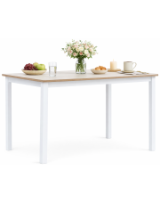 Biało-brązowy stół z drewna kauczukowego – Cortez w sklepie Edinos.pl