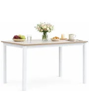 Biało-brązowy stół z drewna kauczukowego – Cortez w sklepie Edinos.pl