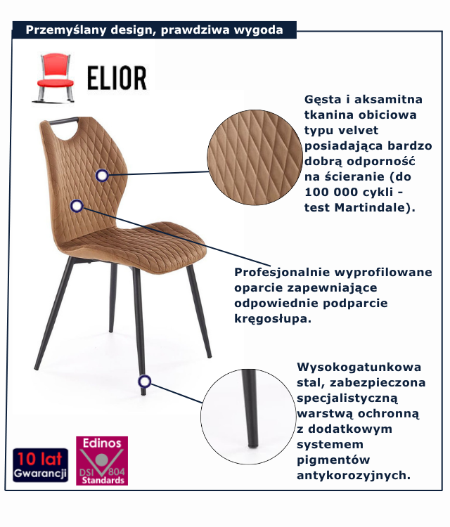 Beżowe krzesło tapicerowane Vaston