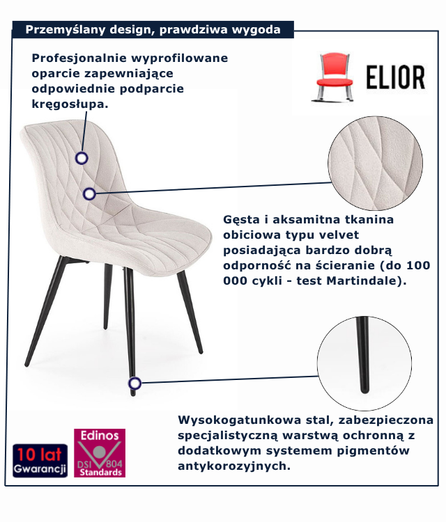 Kremowe krzesło tapicerowane Luresta