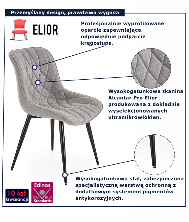 Szare krzesło tapicerowane Luresta