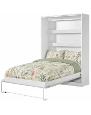 Biały pionowy otwierany tapczan z półką - Ratisso 5X 140x200 w sklepie Edinos.pl