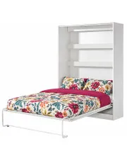 Pionowy otwierany tapczan z półką biały + czarny - Ratisso 5X 140x200 w sklepie Edinos.pl