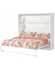 Biały poziomy tapczan z półką - Ratisso 6X 160x200 w sklepie Edinos.pl