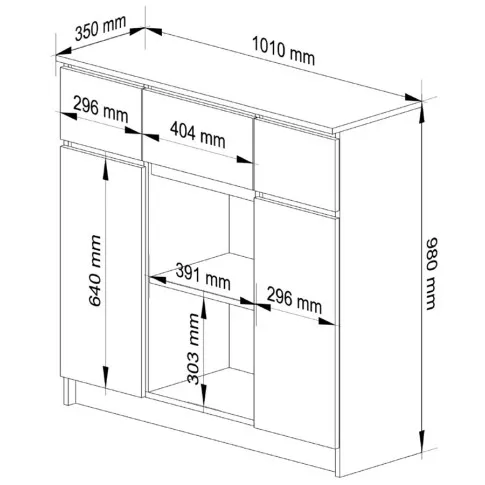 Wymiary komody minimalistycznej beton Nuvo