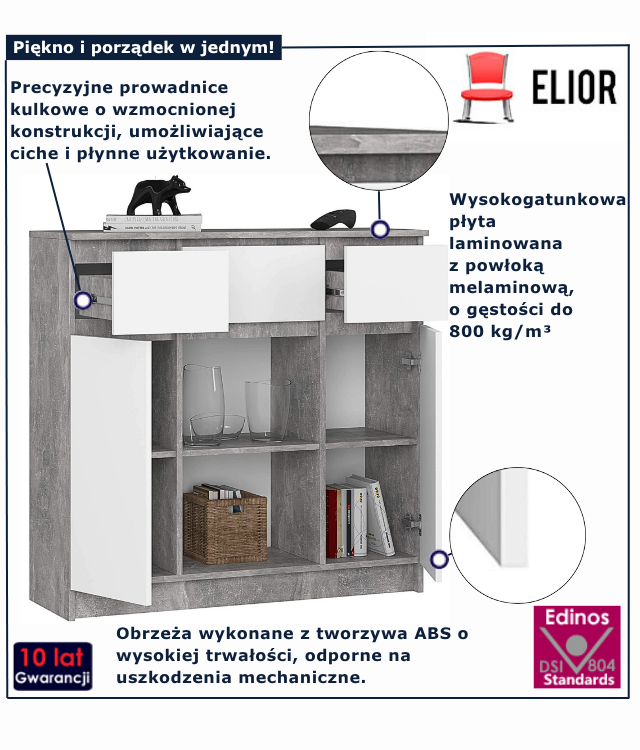 Komoda beton + biały Nuvo