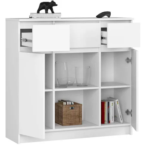 Biała Komda z szufladami i półkami  Nuvo