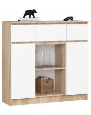 Minimalistyczna komoda do salonu dąb sonoma + biały - Nuvo w sklepie Edinos.pl