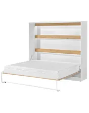 Poziomy tapczan rozkładany biały + dąb - Ratisso 6X 160x200 w sklepie Edinos.pl