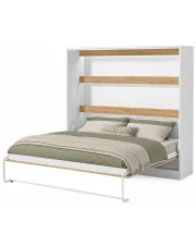 Poziomy tapczan rozkładany dąb + czarny uchwyt - Ratisso 6X 160x200 w sklepie Edinos.pl