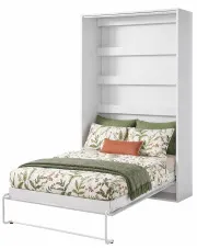 Biały pionowy otwierany tapczan z półką - Ratisso 6X 160x200 w sklepie Edinos.pl