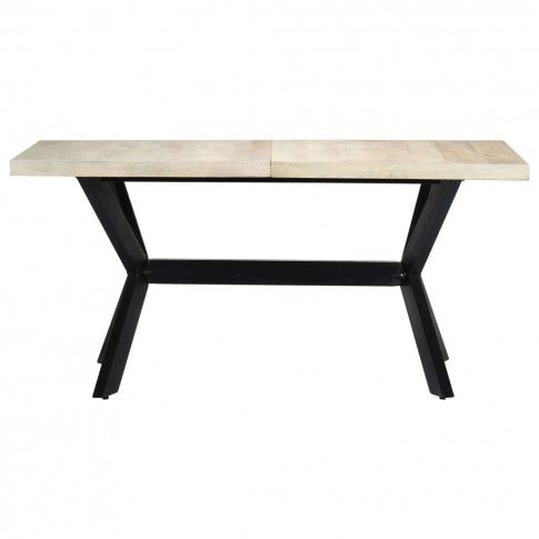 Fotografia Biały stół z litego drewna mango - Kalis 3X z kategorii Stoły drewniane