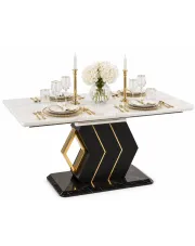 Rozkładany prostokątny stół biały + czarny - Onys w sklepie Edinos.pl