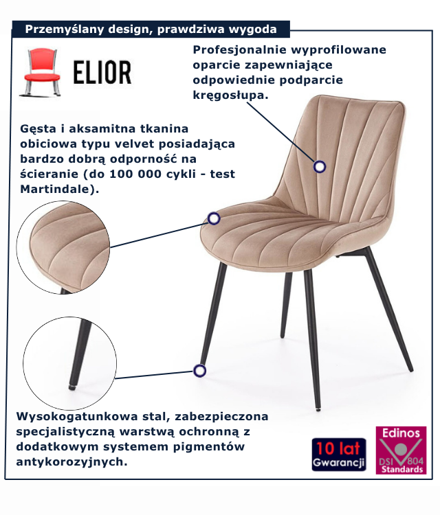 Beżowe krzesło tapicerowane Sovira