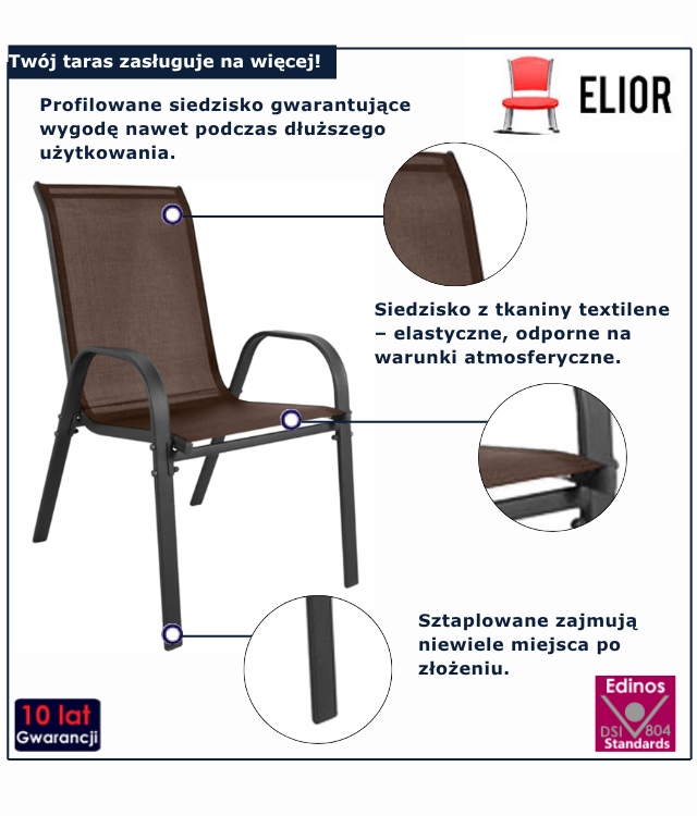 Ciemnobrązowe krzesło ogrodowe z zestawu Awil