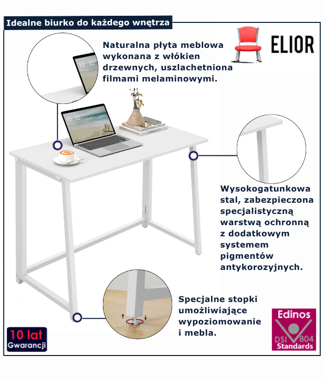 Białe biurko składane Odix