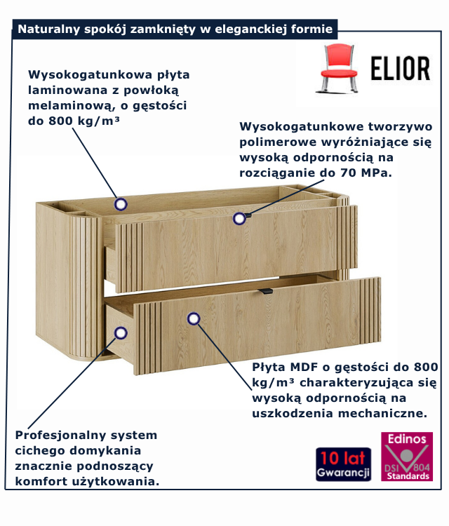 Wiszący słupek łazienkowy Nordre 4X 120 cm