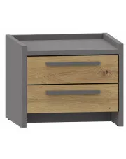 Szafka nocna z szufladami dąb artisan + antracyt - Opolia 3X w sklepie Edinos.pl